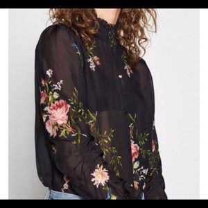 Joie semi-sheer floral print blouse